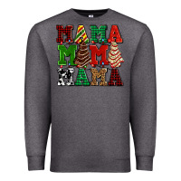 Charcoal Heather mama mama mama with christmas lights and christmas tree cakes Premium Sweatshirt - AdoDesignShop