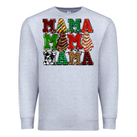 Mama Mama Mama With Christmas Lights And Christmas Tree Cakes Premium Sweatshirt | Teevron