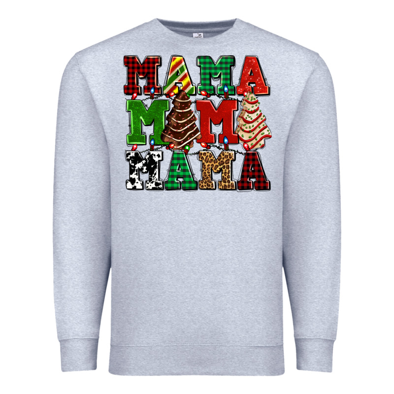 Mama Mama Mama With Christmas Lights And Christmas Tree Cakes Premium Sweatshirt by AdoDesignShop | Teevron