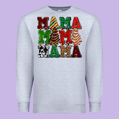 Mama Mama Mama With Christmas Lights And Christmas Tree Cakes Premium Sweatshirt Designed By Adodesignshop