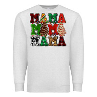 Oatmeal Heather mama mama mama with christmas lights and christmas tree cakes Premium Sweatshirt - AdoDesignShop