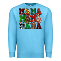 Ocean Blue mama mama mama with christmas lights and christmas tree cakes Premium Sweatshirt - AdoDesignShop