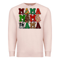 Pale Pink mama mama mama with christmas lights and christmas tree cakes Premium Sweatshirt - AdoDesignShop