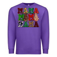 Purple mama mama mama with christmas lights and christmas tree cakes Premium Sweatshirt - AdoDesignShop