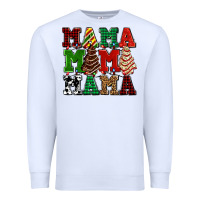 White mama mama mama with christmas lights and christmas tree cakes Premium Sweatshirt - AdoDesignShop