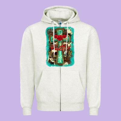 Cross Faith Background Zipper Hoodie Designed By Barkaloodesign