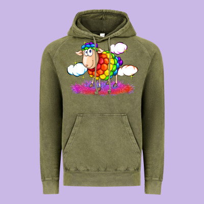 Rainbow Sheep Pride Vintage Hoodie Designed By Fadigitalartstudio
