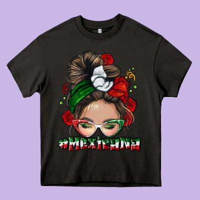 Mexicana Messy Bun Heavy Core Tee Designed By Nancycooperartshop
