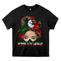 Black Mexicana messy bun Heavy Core Tee - NancyCooperArtShop