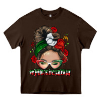 Chocolate Brown Mexicana messy bun Heavy Core Tee - NancyCooperArtShop