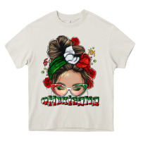 Cream Mexicana messy bun Heavy Core Tee - NancyCooperArtShop