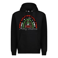 Black Merry Christmas rainbow Premium Hoodie - CowhideDigitalArt