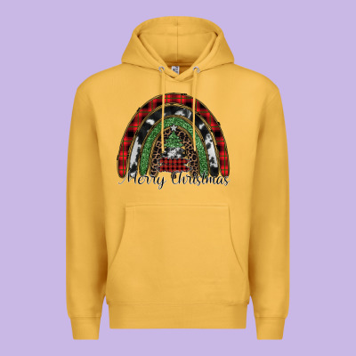 Merry Christmas Rainbow Premium Hoodie Designed By Cowhidedigitalart