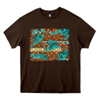 Chocolate Brown Leopard and Aztec Background Western Heavy Core Tee - texasbilliewilder