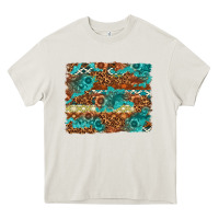 Cream Leopard and Aztec Background Western Heavy Core Tee - texasbilliewilder