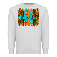 Dove Grey thankful brushstrokes Premium Sweatshirt - AdoDesignShop