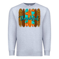 Heather Grey thankful brushstrokes Premium Sweatshirt - AdoDesignShop