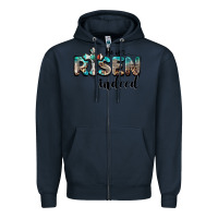 Navy he is risen indeed Zipper Hoodie - BarkalooDesign