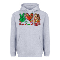 Heather Grey peace love Christmas cakes Heavyweight Hoodie - AdoDesignShop