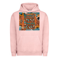 Pigment Salmon all i need is a little bit of coffee and o whole lot of jesus Urban Hoodie - JahusDesignShop