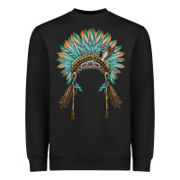 Black native american headdress turquise Heavyweight Sweatshirt - BarkalooDesign