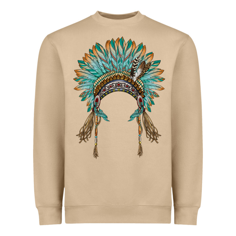 Native American Headdress Turquise Heavyweight Sweatshirt by BarkalooDesign | Teevron