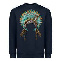 Navy native american headdress turquise Heavyweight Sweatshirt - BarkalooDesign
