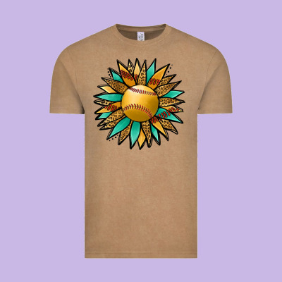 Softball Sunflower Vintage Tee Designed By Jasminsmagicworld