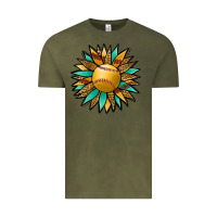 Vintage Olive Softball Sunflower Vintage Tee - Jasminsmagicworld