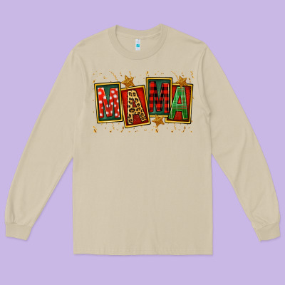 Mama Christmas Mother's Day Long Sleeve Tee Designed By Fadigitalartstudio