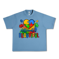 Pebble Blue different is beautiful autism Urban Heavy Tee - OliviaCreatesArt