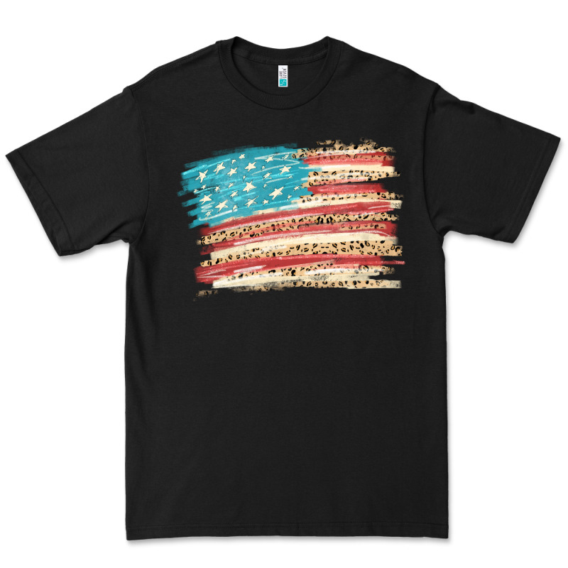 American Flag With Leopard Premium Tee by HowdyJamesFarm | Teevron