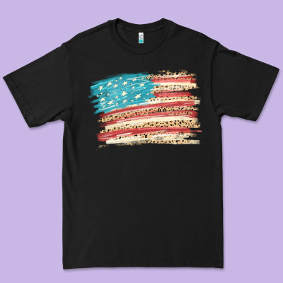 American Flag With Leopard Premium Tee Designed By Howdyjamesfarm
