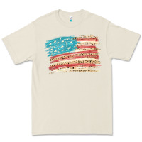 Bone American flag with leopard Premium Tee - HowdyJamesFarm