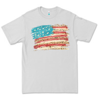 Dove Grey American flag with leopard Premium Tee - HowdyJamesFarm