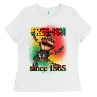 White free ish since 1865 juneteenth Ladies Tee - CowGirlArtShop