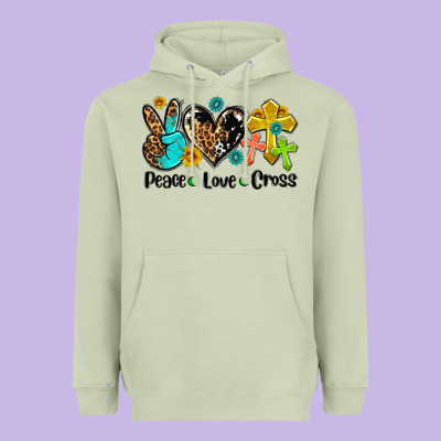 Peace Love Cross Heavyweight Hoodie Designed By Adodesignshop
