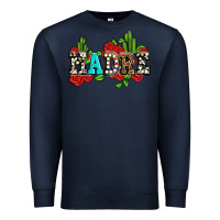 Navy madre with roses and cactus Premium Sweatshirt - AdoDesignShop
