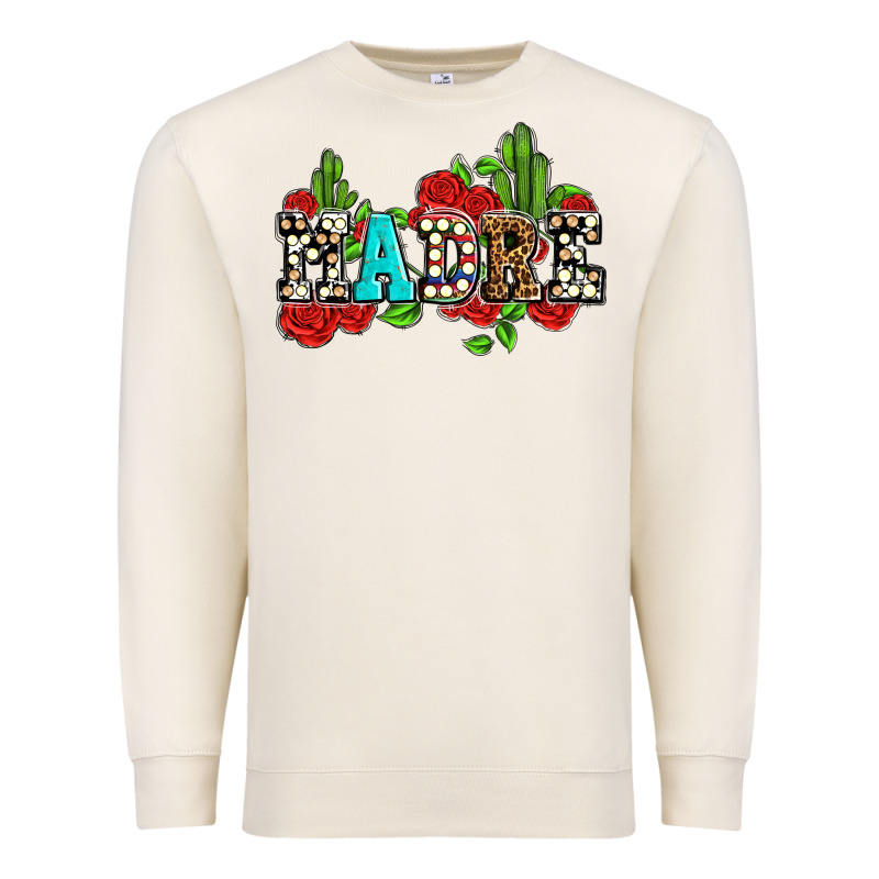 Madre With Roses And Cactus Premium Sweatshirt by AdoDesignShop | Teevron