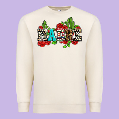 Madre With Roses And Cactus Premium Sweatshirt Designed By Adodesignshop