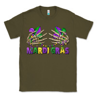 Army Green mardi gras skeleton hands Classic Tee - CowGirlArtShop