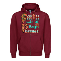 Burgundy faith makes all things possible Zipper Hoodie - BarkalooDesign