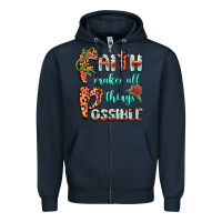 Navy faith makes all things possible Zipper Hoodie - BarkalooDesign