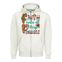 Oatmeal Heather faith makes all things possible Zipper Hoodie - BarkalooDesign
