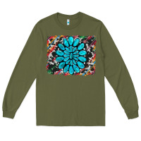 Army Green cowhide and serape gemstone background Long Sleeve Tee - RanaPortraitStore