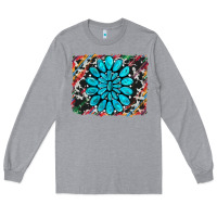 Heather Grey cowhide and serape gemstone background Long Sleeve Tee - RanaPortraitStore
