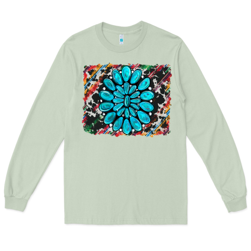 Cowhide And Serape Gemstone Background Long Sleeve Tee by RanaPortraitStore | Teevron