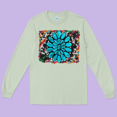 Cowhide And Serape Gemstone Background Long Sleeve Tee Designed By Ranaportraitstore