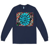 Navy cowhide and serape gemstone background Long Sleeve Tee - RanaPortraitStore