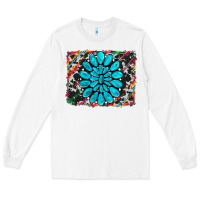White cowhide and serape gemstone background Long Sleeve Tee - RanaPortraitStore